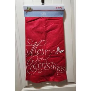 NEW! Merry Christmas Felt Tree Skirt 48" Red & White Embroidered Holiday Decor